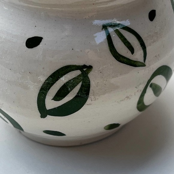 Tiny Green & White Pottery Bud Vase, Succulent or Cactus Planter - Picture 8 of 9